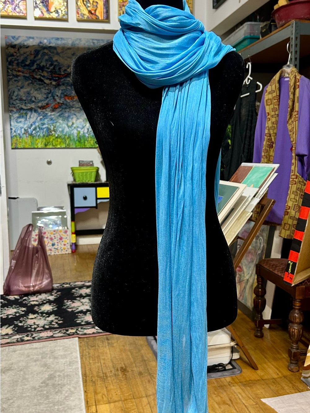 Look By M Turquoise Blue Crinkle
Fringe Scarf - NWT